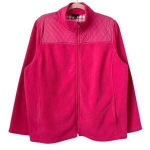 Talbots Jacket Womens 1X Pink Quilted Fleece Full Zip Athleisure Cozy Outdoor‎